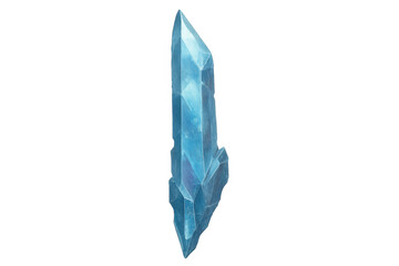 Blue crystal ice shard element on transparent background