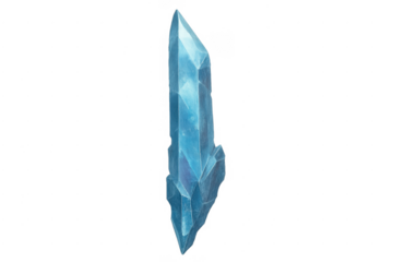 Blue crystal ice shard element on transparent background