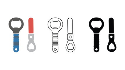 Three different styles of bottle openers are displayed side by side.