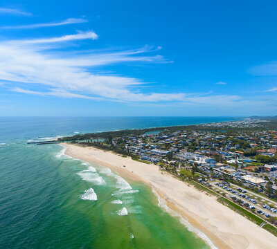 Aerial view of Kingscliff on the Far nort coast of New South Wales