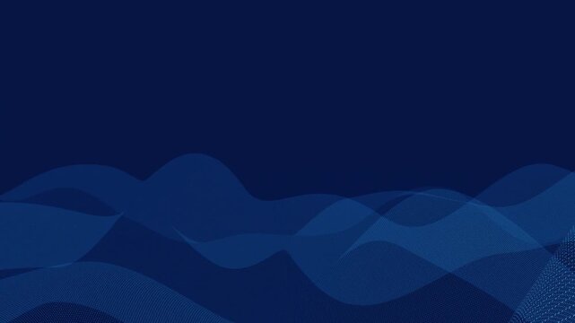 Abstract blue digital dot matrix wave seamless loop, technology big data particle flow or LED screen background.