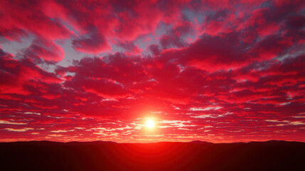 Stunning Sunset Over Dramatic Red and Pink Cloudy Sky at Dusk