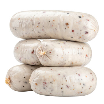 Authentic kazakh kazy sausage, a unique cured meat product, neatly presented and isolated on a white background