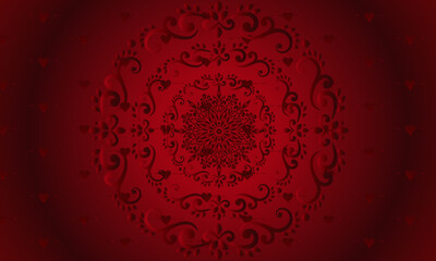 Luxury Crimson Red Mandala Background with Elegant Floral Ornaments and Romantic Symmetric Pattern for Valentine and Wedding Invitations