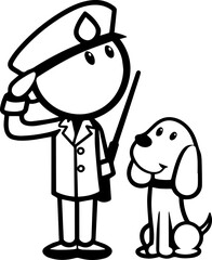 SVG vector illustration of soldiers and dogs.Soldier Running with Dog in Playful Adventure