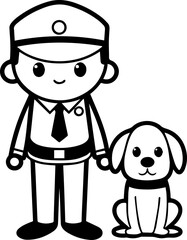 SVG vector illustration of soldiers and dogs.Person Walking Dog in Outdoor Trail Setting