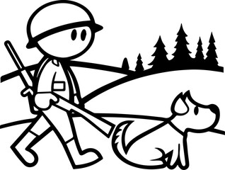 SVG vector illustration of soldiers and dogs.Soldier with Dog Standing Strong Together