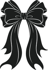 Black vector bow silhouette with flowing ribbons
