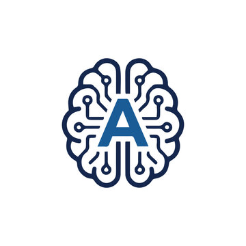Artificial intelligence brain logo representing machine learning and smart technology