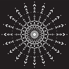 Abstract Mandala Burst in Black and White
