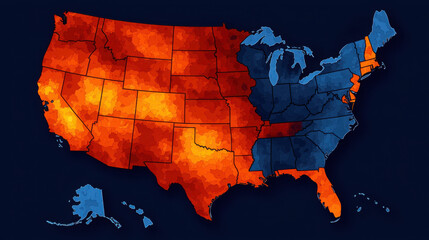 Heat Map of United States Showing Temperature Variance During Summer
