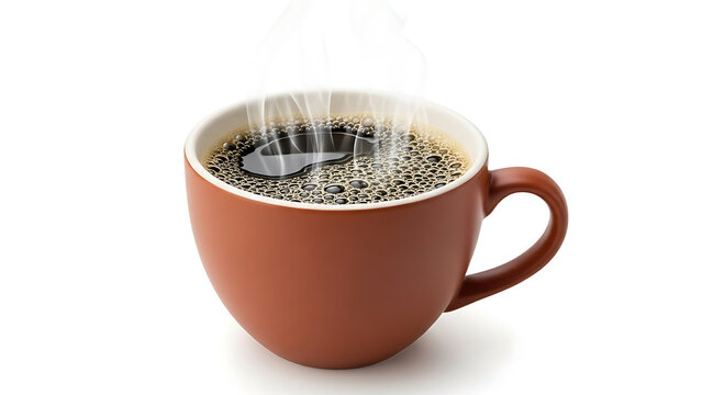 warm cup of black coffee in ceramic mug isolated on white background representing morning routine caffeine energy comfort minimal lifestyle and classic beverage concept