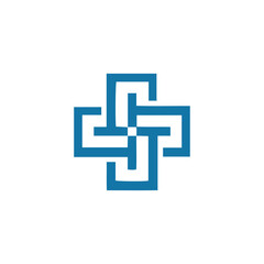 Fototapeta premium Modern medical cross loop logo symbol for healthcare, hospital, and medical technology branding
