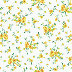 Obraz premium Watercolor Floral Seamless Pattern with Delicate Blossoms 