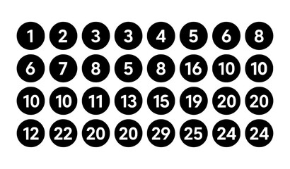 Colorful numbered circles advent calendar vector template 1 to 24 Christmas countdown