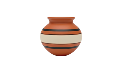 Terracotta vase with black and cream stripes