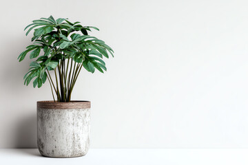 Potted Plant: A vibrant houseplant with lush green foliage graces a minimalist space, embodying nature's elegance and tranquility. 