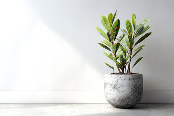 Indoor Greenery: A vibrant potted plant stands as a symbol of growth and freshness, bringing nature's touch into the contemporary space.