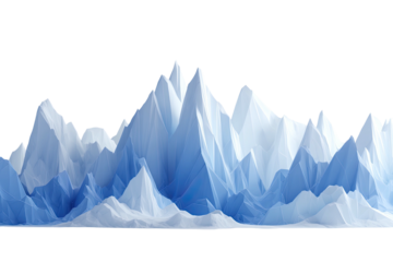 Polygon mountains, white/blue hues, jagged, crystalline