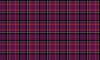 Seamless plaid fabric in purple, black, orange, and white is perfect for modern fashion projects. Use it to make shirts, skirts, and trousers to add a distinctive and unique style.
