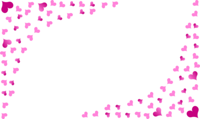Pink Hearts Frame Border PNG  Flying Valentine Hearts Overlay with Copy Space Background