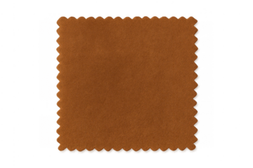 Brown leather swatch with scalloped edges