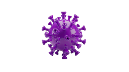 Purple 3D Model of a Coronavirus Particle