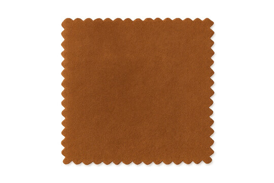 Brown leather swatch with scalloped edges