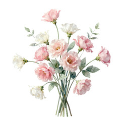 Fototapeta premium Watercolor bouquet of pink and white roses
