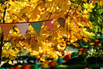 Autumn Celebration Flags on a Sunny October Day