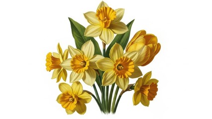 Fototapeta premium Close up Yellow flowers isolated on a white background