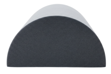 Black half-round foam roller for yoga and physical therapy balance on a transparent background