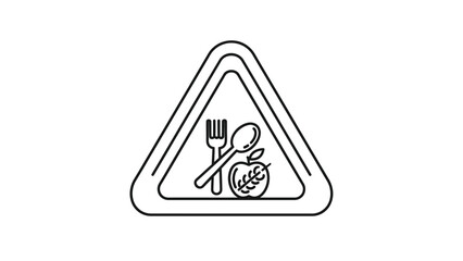 Obraz premium Minimal food allergy warning symbol with fork spoon and wheat icon