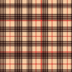 Classic Beige and Brown Plaid with Red Accent Lines