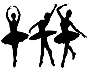 Ballet dance sillhouette design image, ballerina dance black on vector, ballerina sillhouette design illustration 