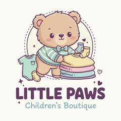 Little Paws Baby Boutique Bear Logo and Illustration