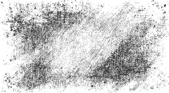 Black and white textured background with distressed fabric pattern and scattered dots grunge