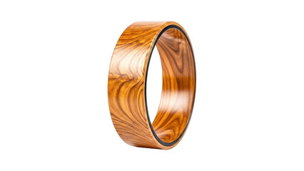 Copper ring with wood grain pattern and shiny finish isolated on transparent background