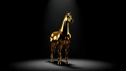 Luxury Black Background with Golden Horse for Lunar New Year