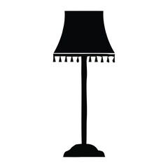 Vector table lamp illustration featuring a modern metal desk light with a decorative lampshade and electric bulb isolated for home interior furniture decor