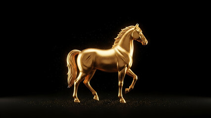 Golden Horse Symbol on Dark Chinese New Year Background