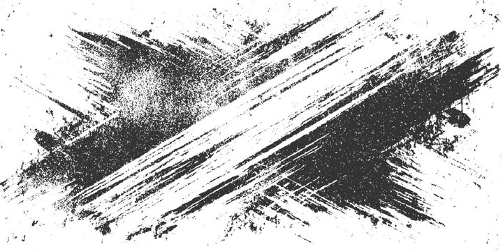 Black ink brush strokes on white background distressed texture abstract grunge