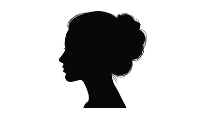 Elegant of a woman with an updo hairstyle in black and white illustration with beauty and fashion and profile Silhouette vector on whit Background