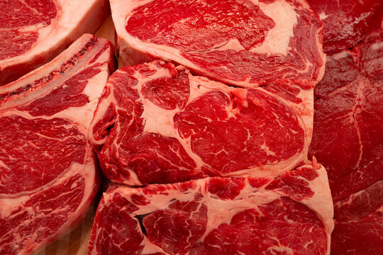 Beef looks fresh and premium. The beef shows rich natural marbling. Beef is ready for cooking use. Beef gives us high protein quality.