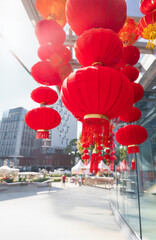 Lunar new year lantern decorated in chinatown area.