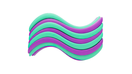 Wavy Abstract Sculpture in Teal and Purple