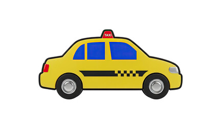 Fototapeta premium Yellow Taxi with Checkerboard Stripe and Taxi Sign