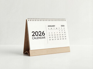 Minimal 2026 Desk Calendar with Wooden Stand