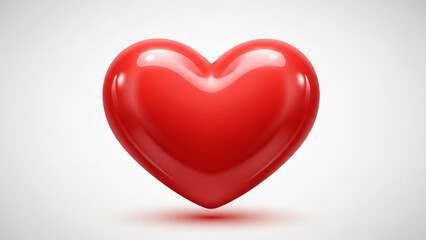 Fototapeta premium Glossy red heart symbol 3D illustration representing love and romance isolated on a clean white background for Valentines Day or health conce
