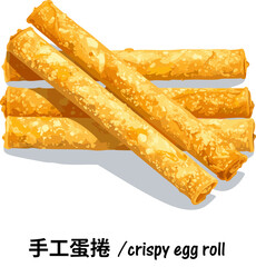Handmade crispy egg rolled wafer cookies kue semprong Asian wafer snack isolated white background